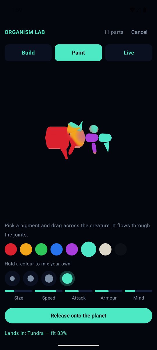 Painting a creature with pigment